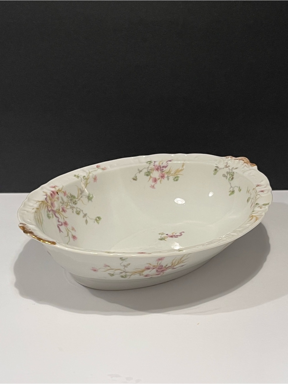 Antique 1895 Theodore Haviland Schleiger Limoges Oval Vegetable Bowl Handled